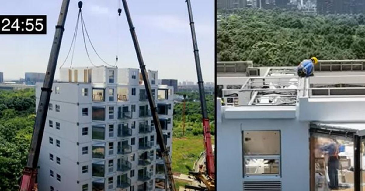Как в Китае построили 10-этажный жилой дом за сутки